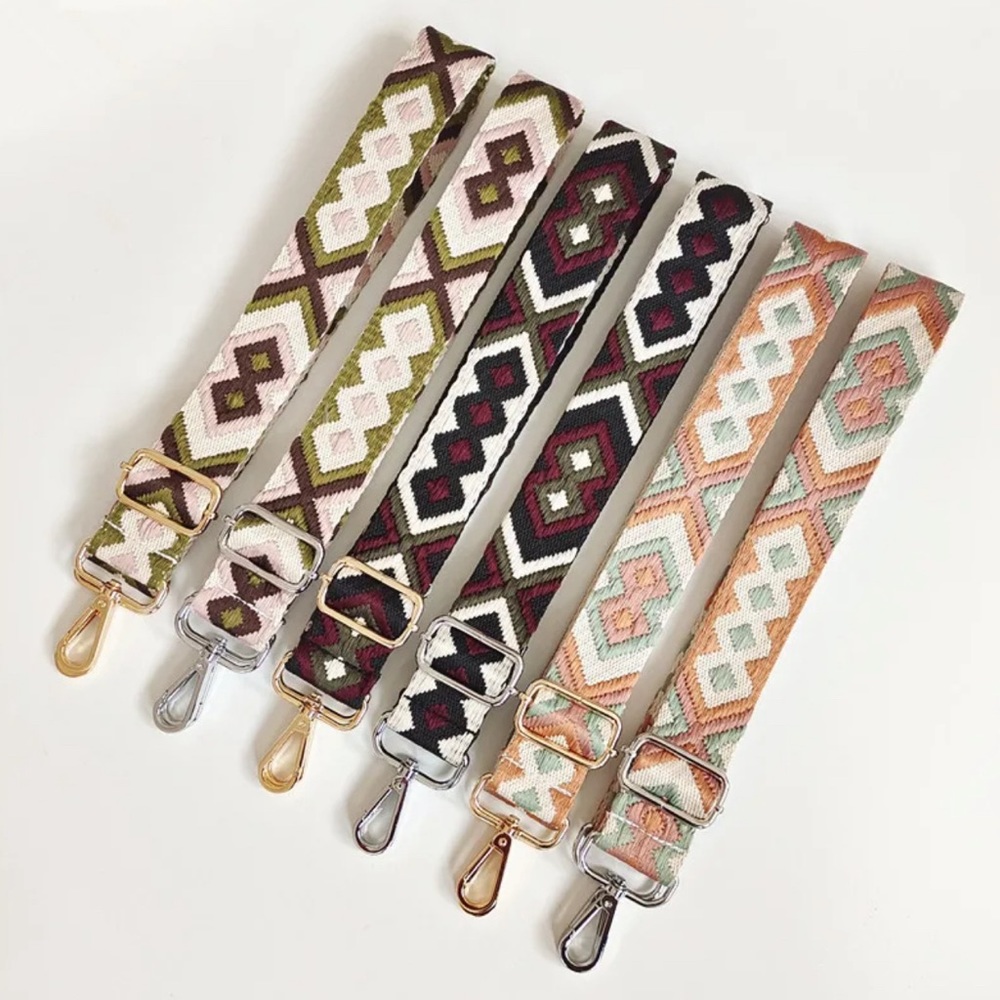 New Woven Embroidered Guitar Style Cross Body Detachable Purse Strap